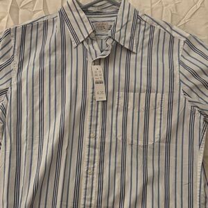 J crew  White and Blue Striped Casual Shirt